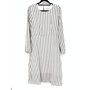 Chic Striped Long Sleeve Dress in Black and White